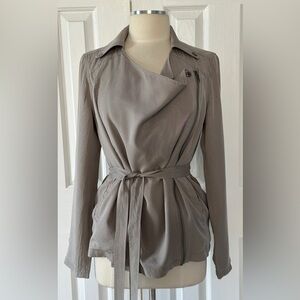 Fab’rik Taupe Draped Zip Front Belted Jacket Size S